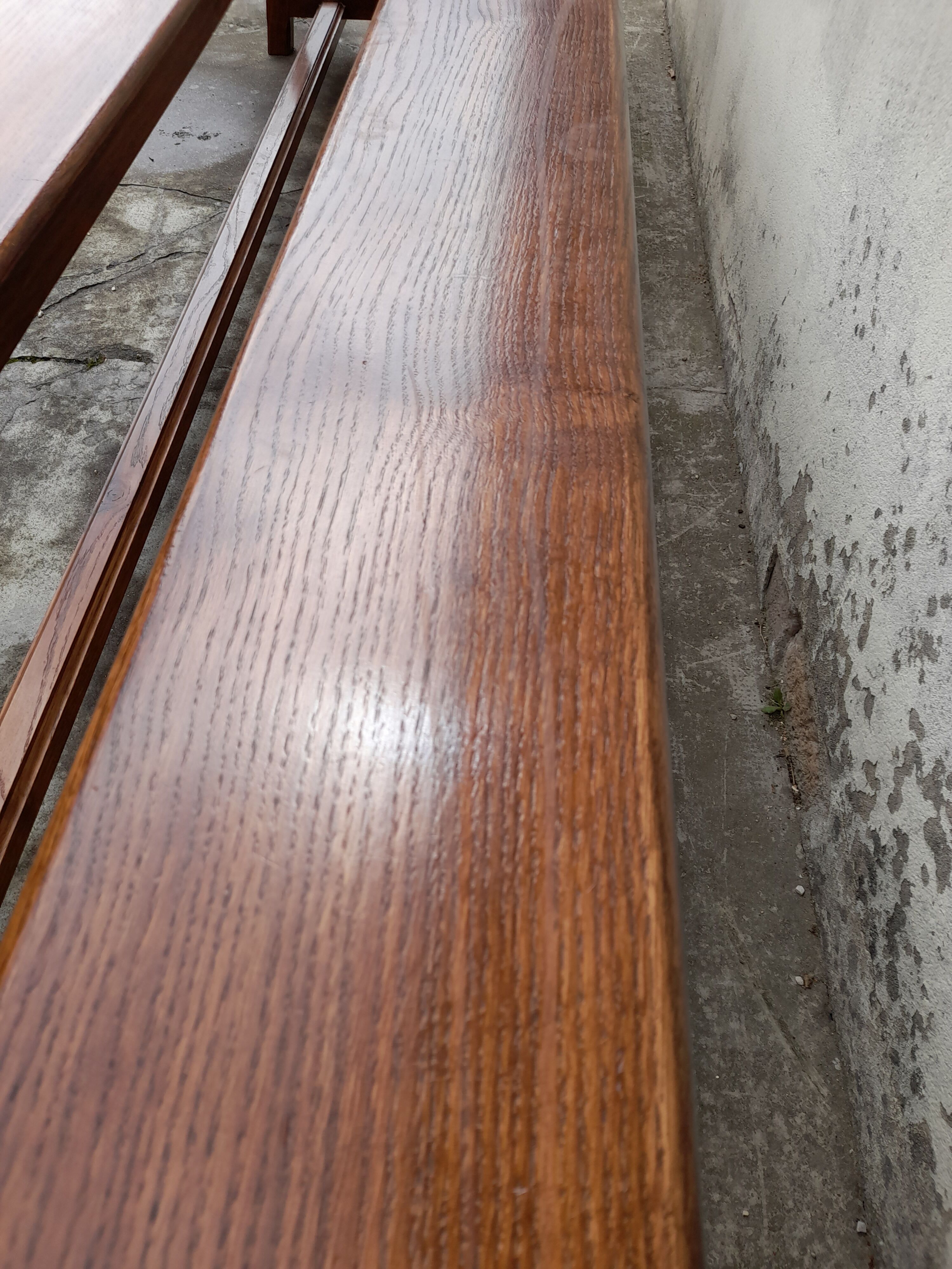 Pair of old oak farm benches -2m75