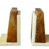 Serre-livres vintage en albâtre, milieu du siècle