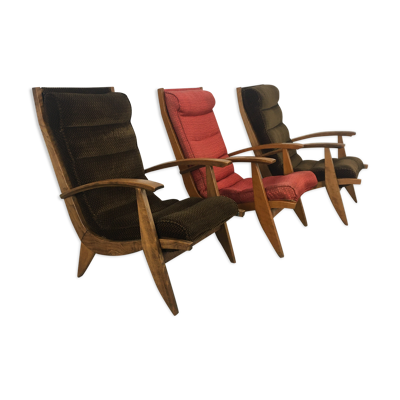 Trio de fauteuils Free Span FS 123 années 50 style reconstruction