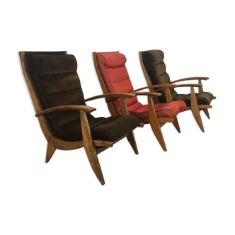 Trio of Free Span FS 123 armchairs 50s reconstruction style