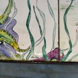 2 coffee tables wrought iron and lake tiles signed