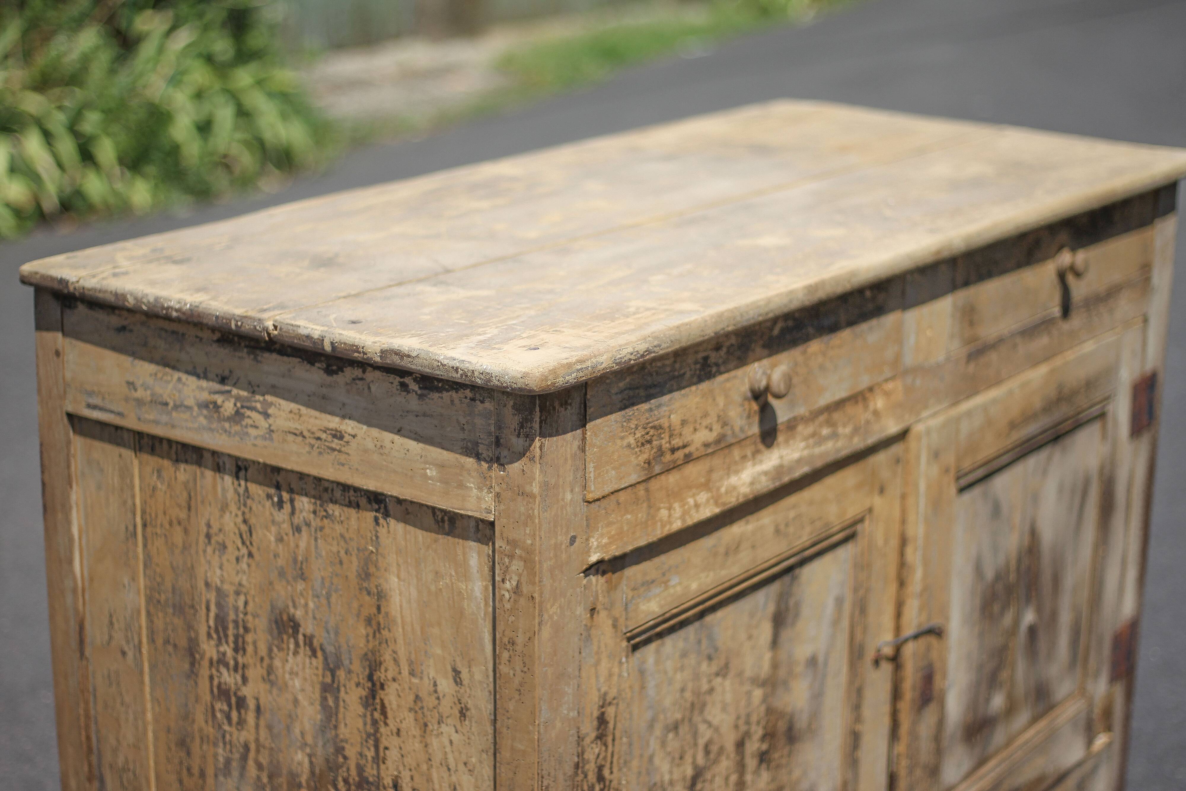 Old wooden sideboard, wooden furniture, brutalist storage furniture