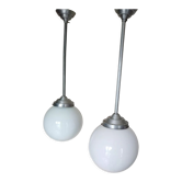 Pair suspensions ball opaline art deco
