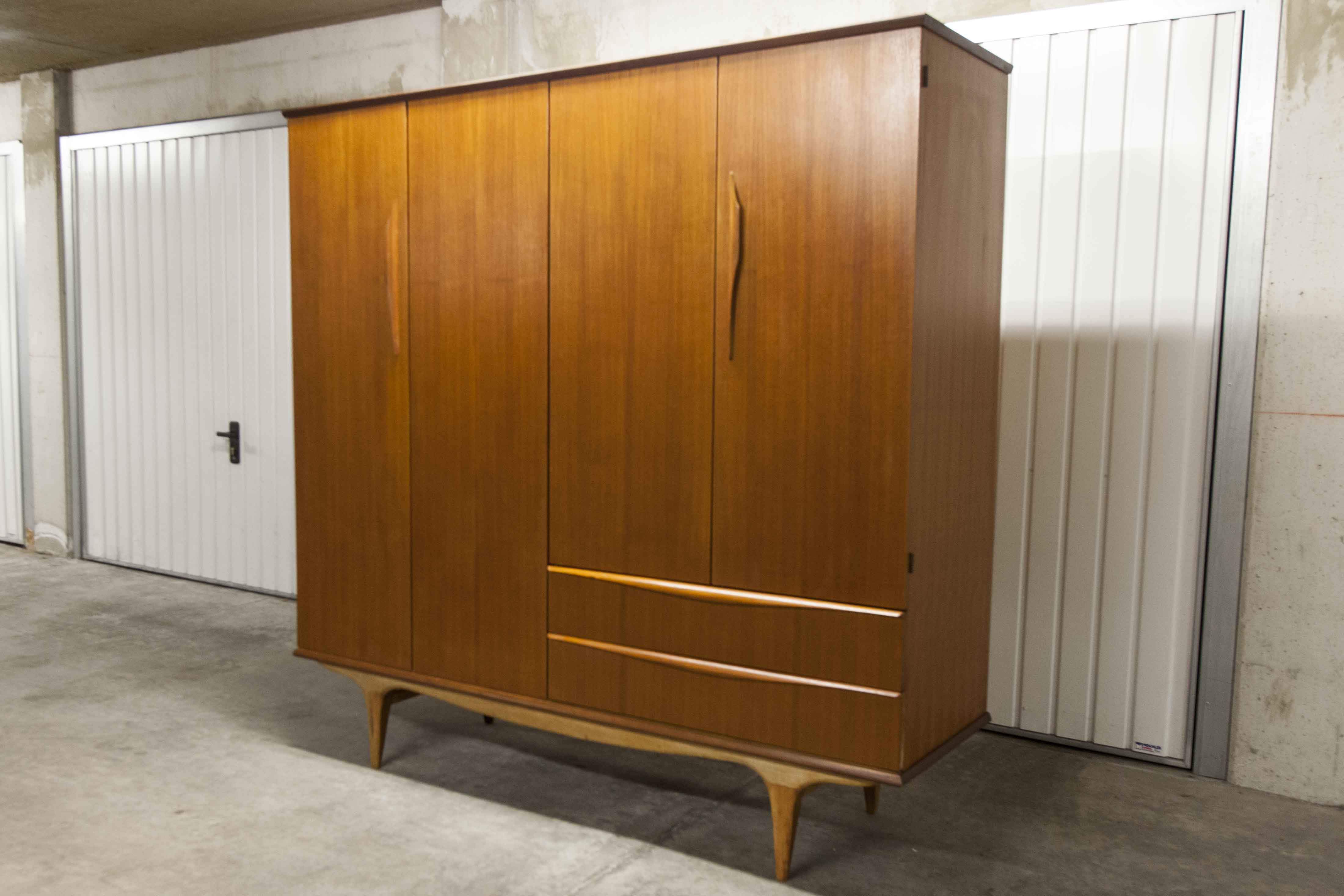 Scandinavian teak cabinet 1960 with mounting plan