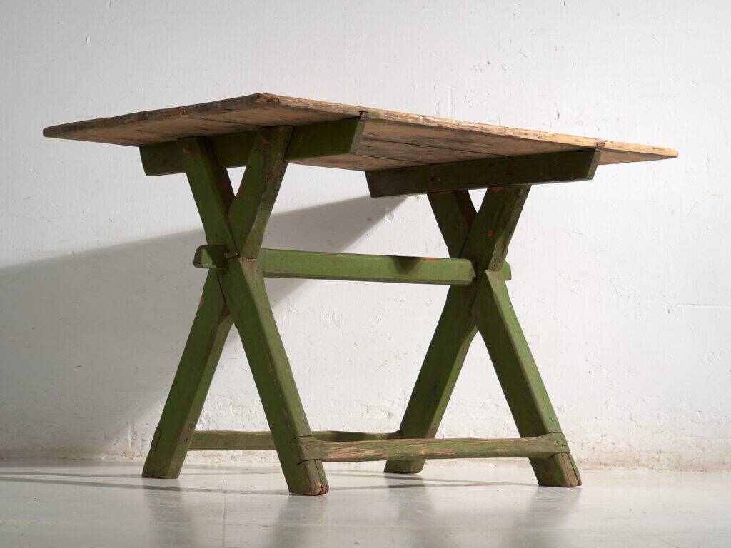 Antique trestle table made of pine wood – Central Europe, circa 1900