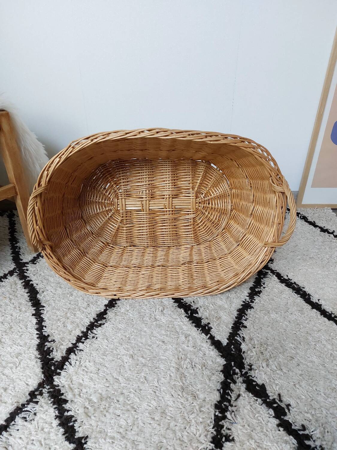 Panier a linge osier tressé