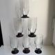 Set of 6 champagne flutes with purple feet Art Deco 30s