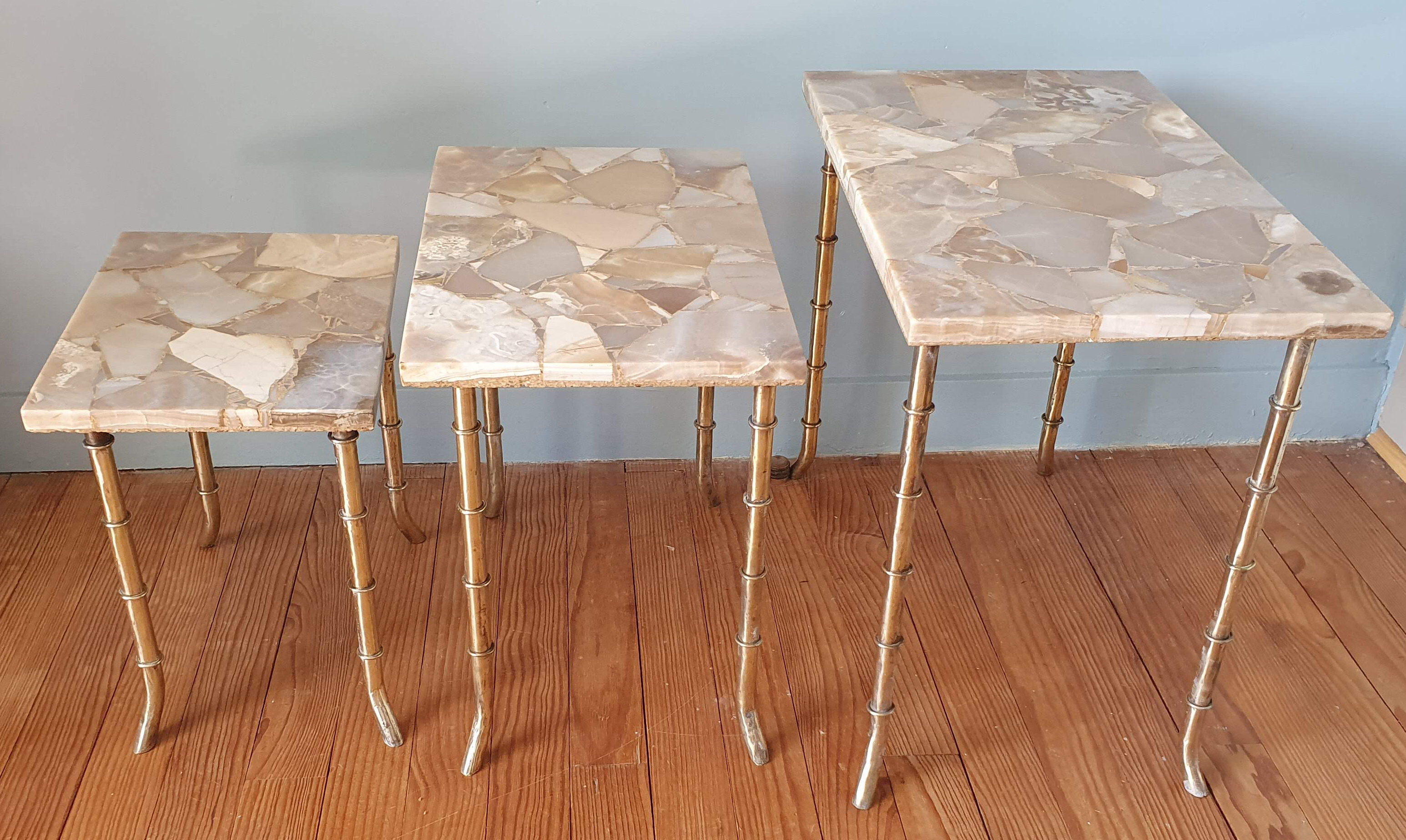 Brass and marble tables