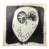Lithographie "La Chouette" noir et blanc - Art moderne