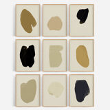 Set of 9 abstract giclee prints, A4