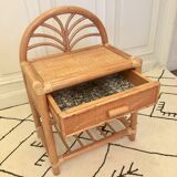 Table de chevet vintage en rotin