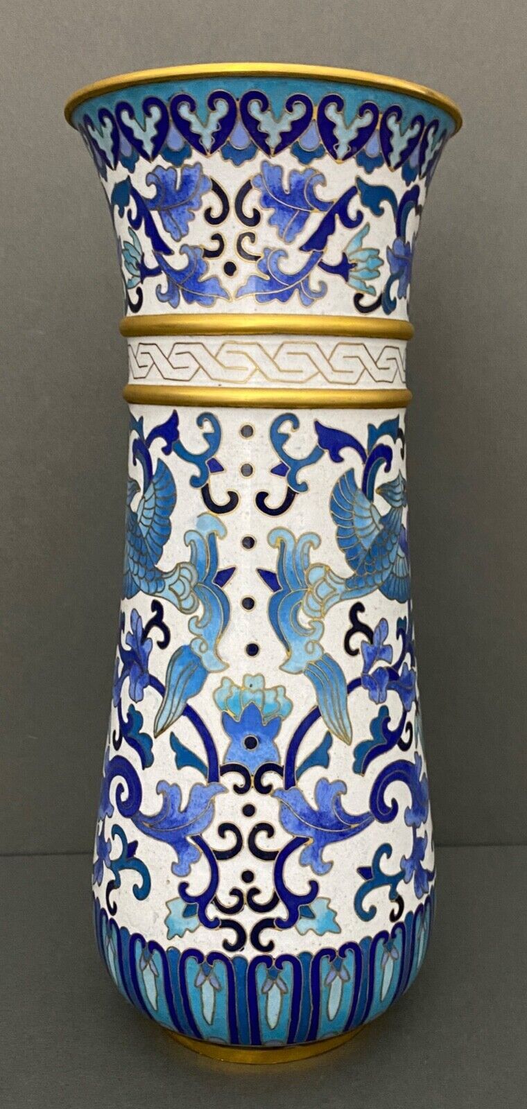 Vase roll china cloisonné mid-twentieth floral decoration