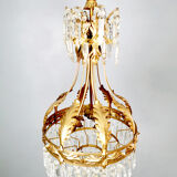 Midcentury gold gilded chandelier