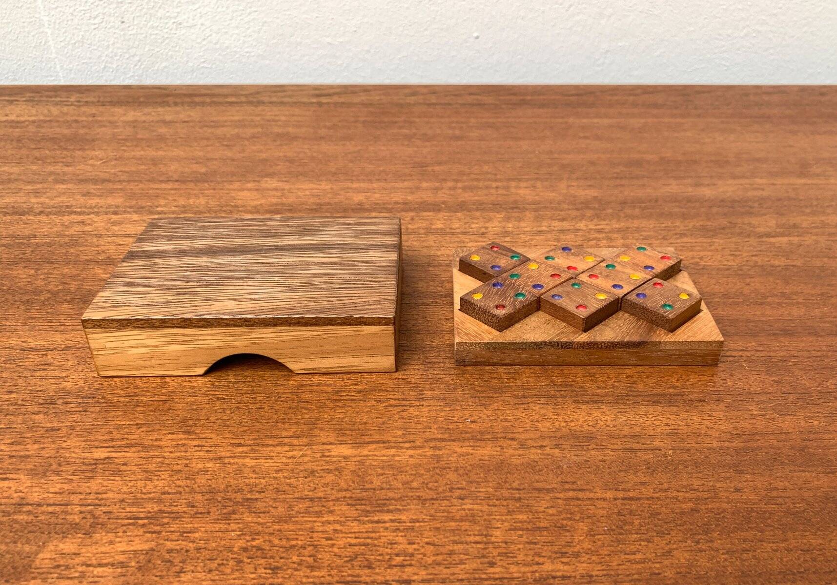 Mid-century Scandinavian teak dice game from the 1960s.
