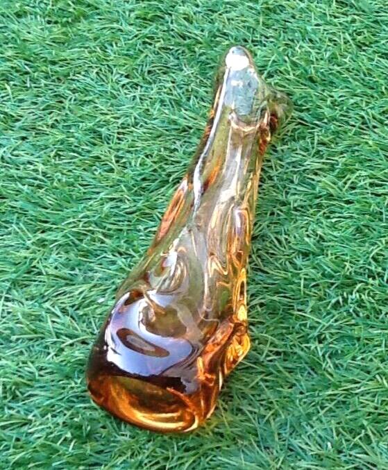 1970s Vase / Soliflore Thick colored and mouth-blown glass