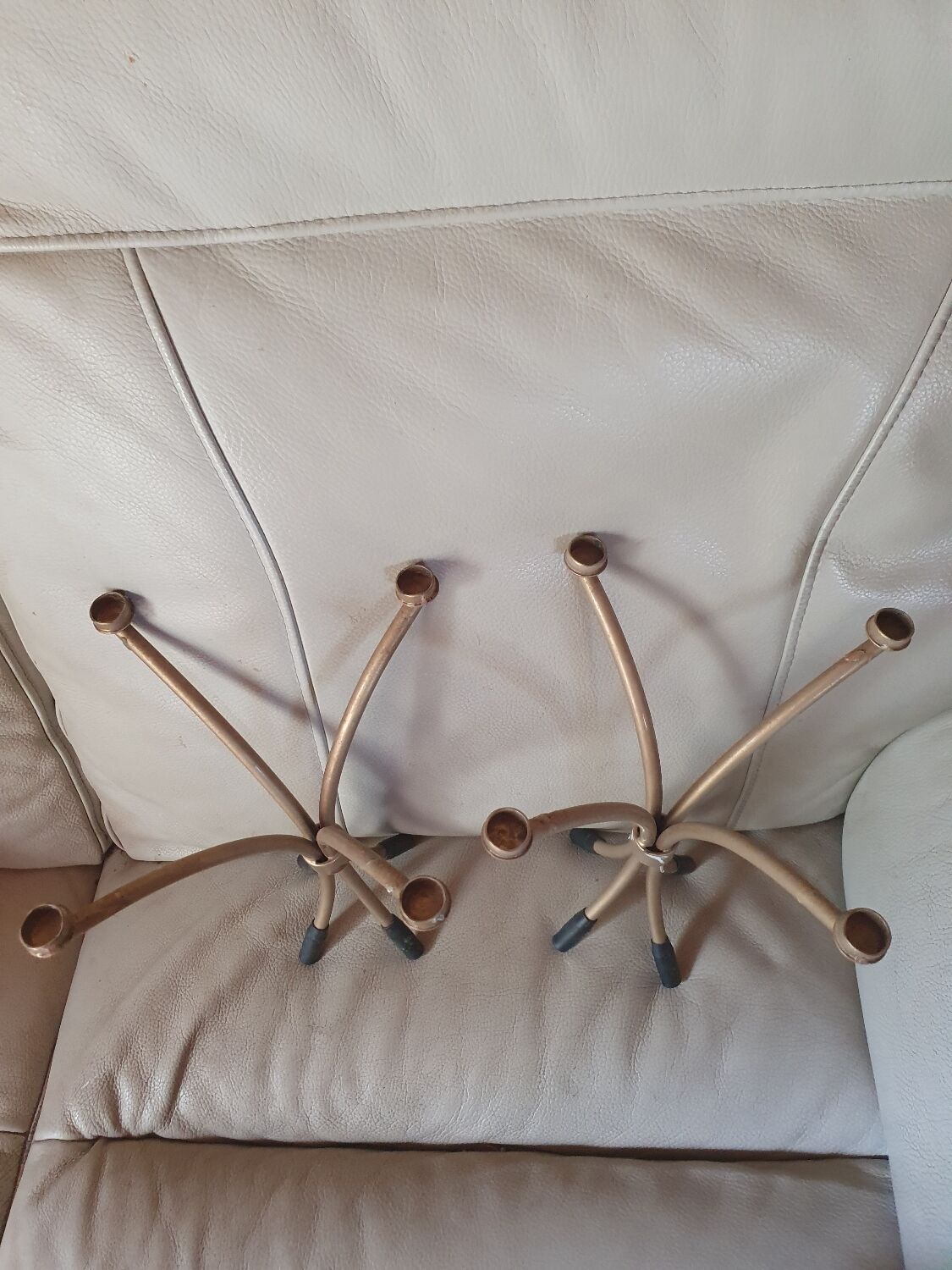 Two gold-plated brass candle holders for 8 candles.