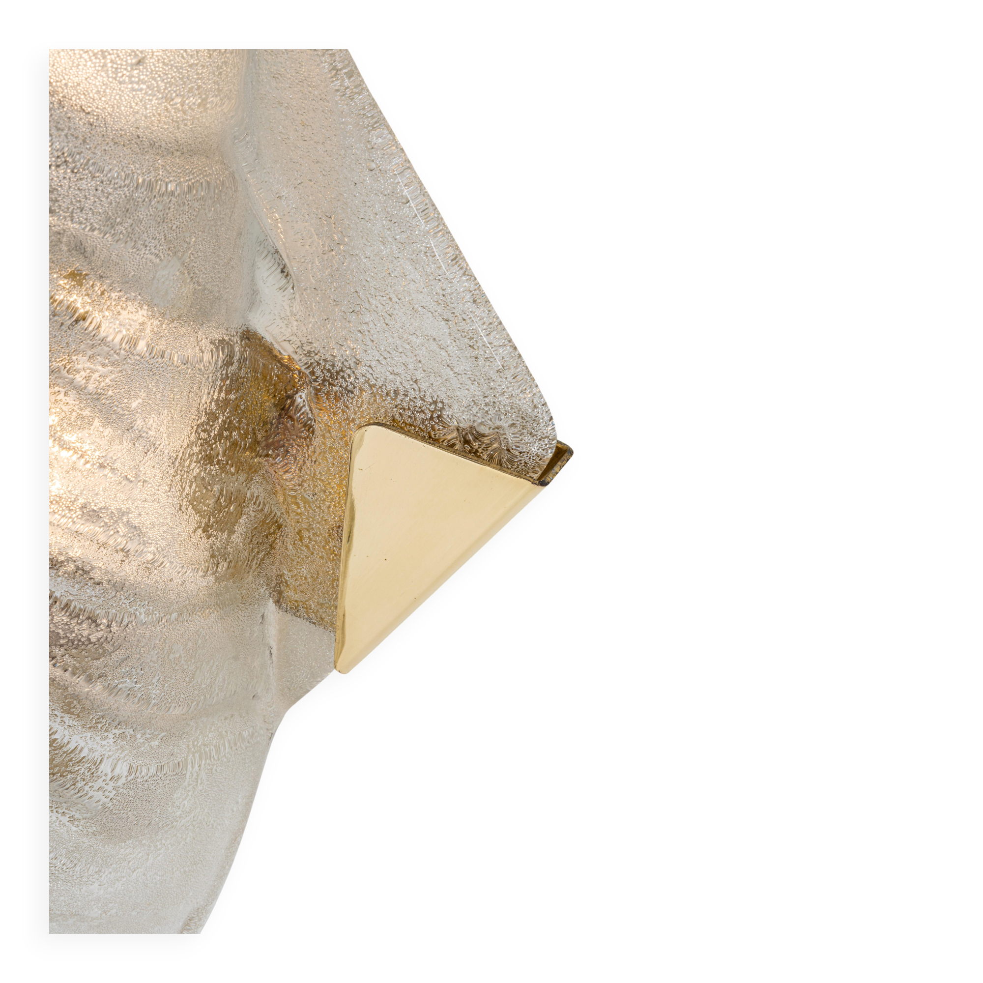 Paire de grandes appliques murales angulaires en verre Murano par Hillebrand, Allemagne, années 1960