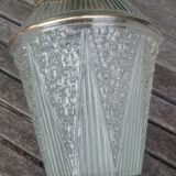 Art Deco style glass and brass pendant from the 20s/30s in water green color