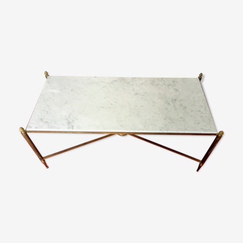 Coffee table marble white brass 60/70s