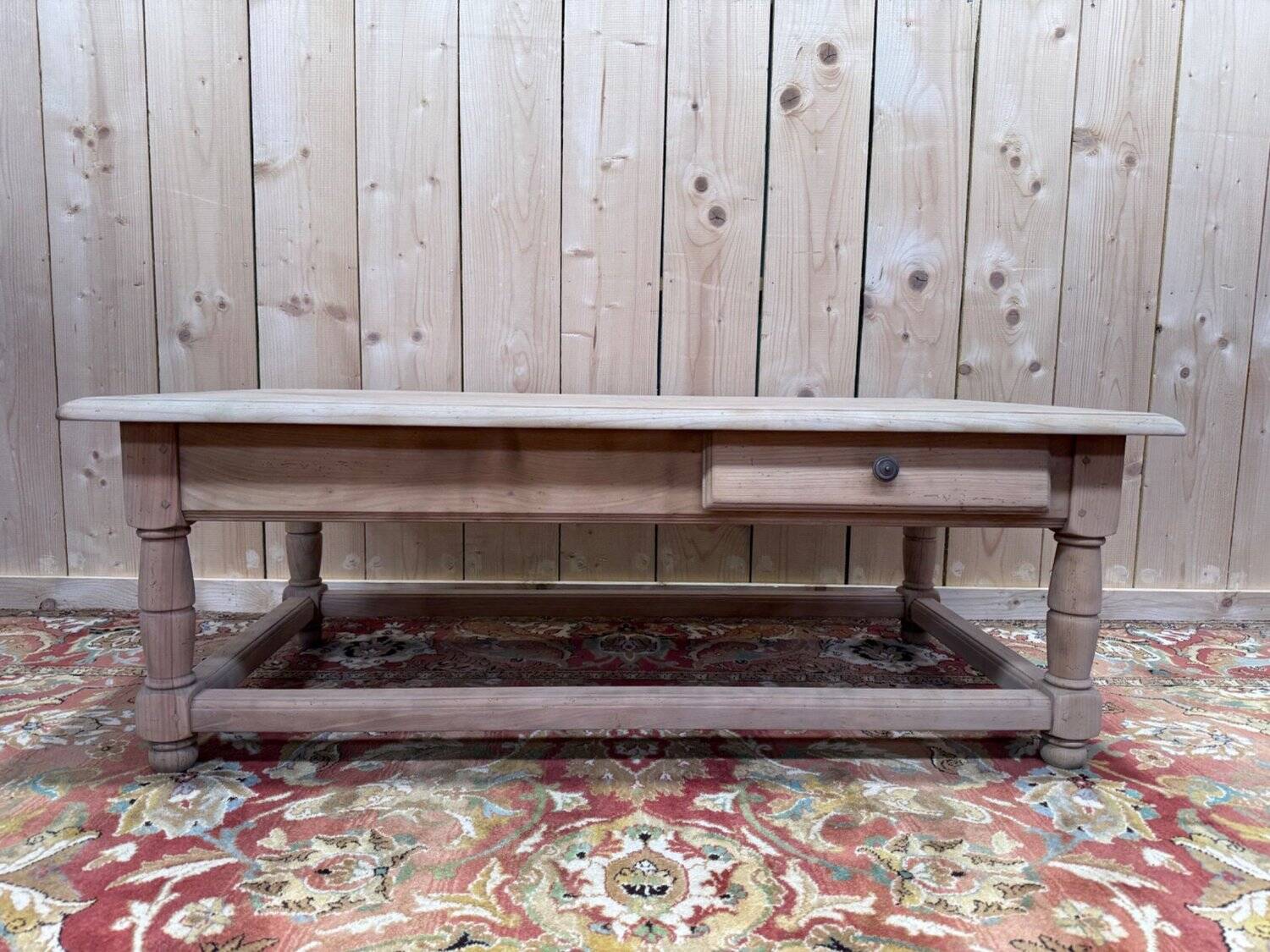 Coffee table – Louis XIII style – Solid cherry wood – Parquet top