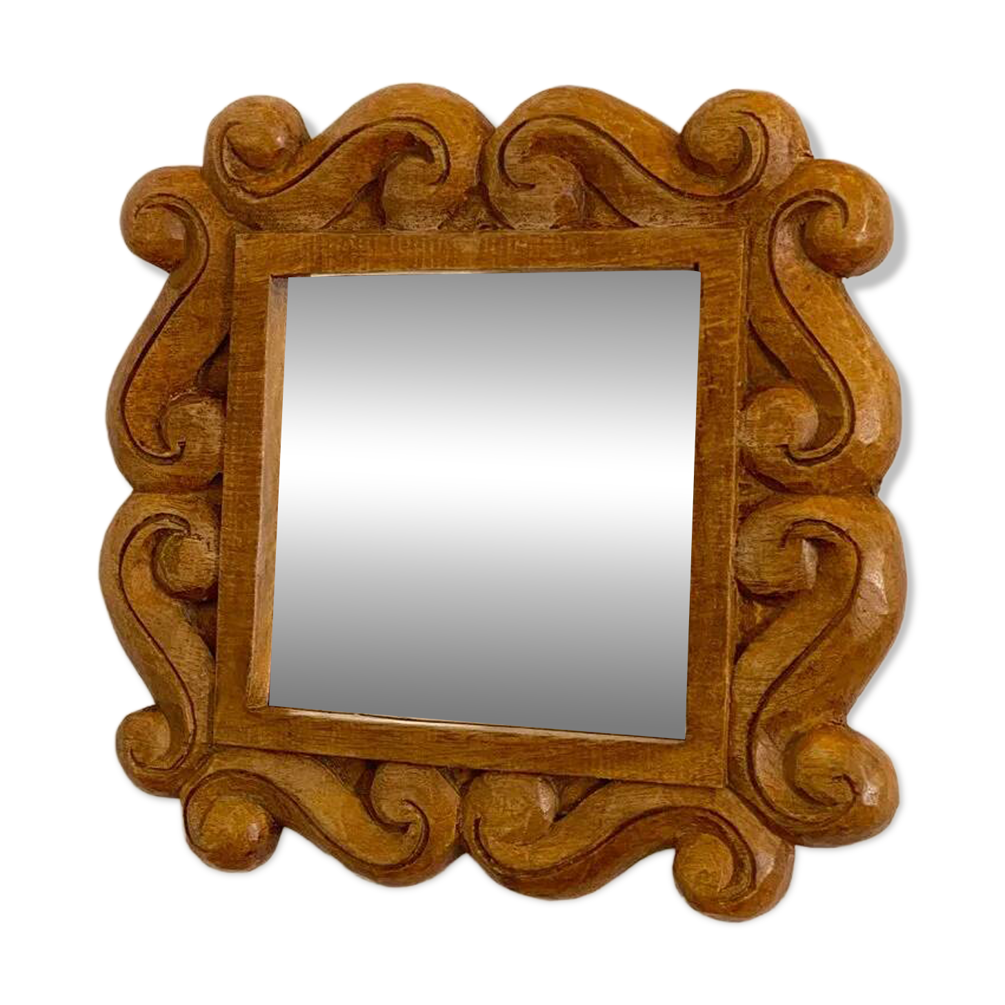Carved wooden mirror