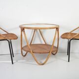 Set de 3 chaises + table en bambou par Alan Fuchs pour Uluv, 60s