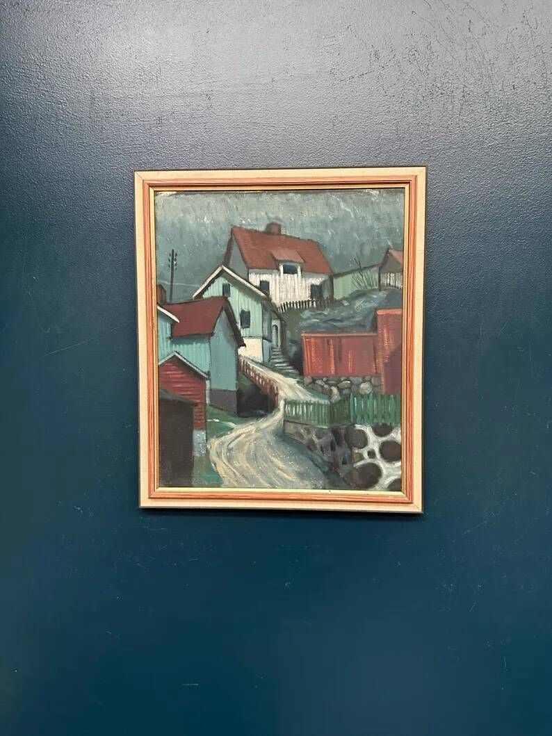 Original Swedish Oil on Canvas – “Stryket, Nordingrå” – Signed – Dated 1959 – Vintage & Framed – 52 × 44 cm (20.5" × 17.3")