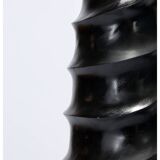 Set of 3 large black vases made of wood and black lacquered.