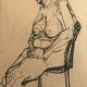 Croquis au fusain sur papier de robert haisley, etude de modèle, assoupie sur une chaise
