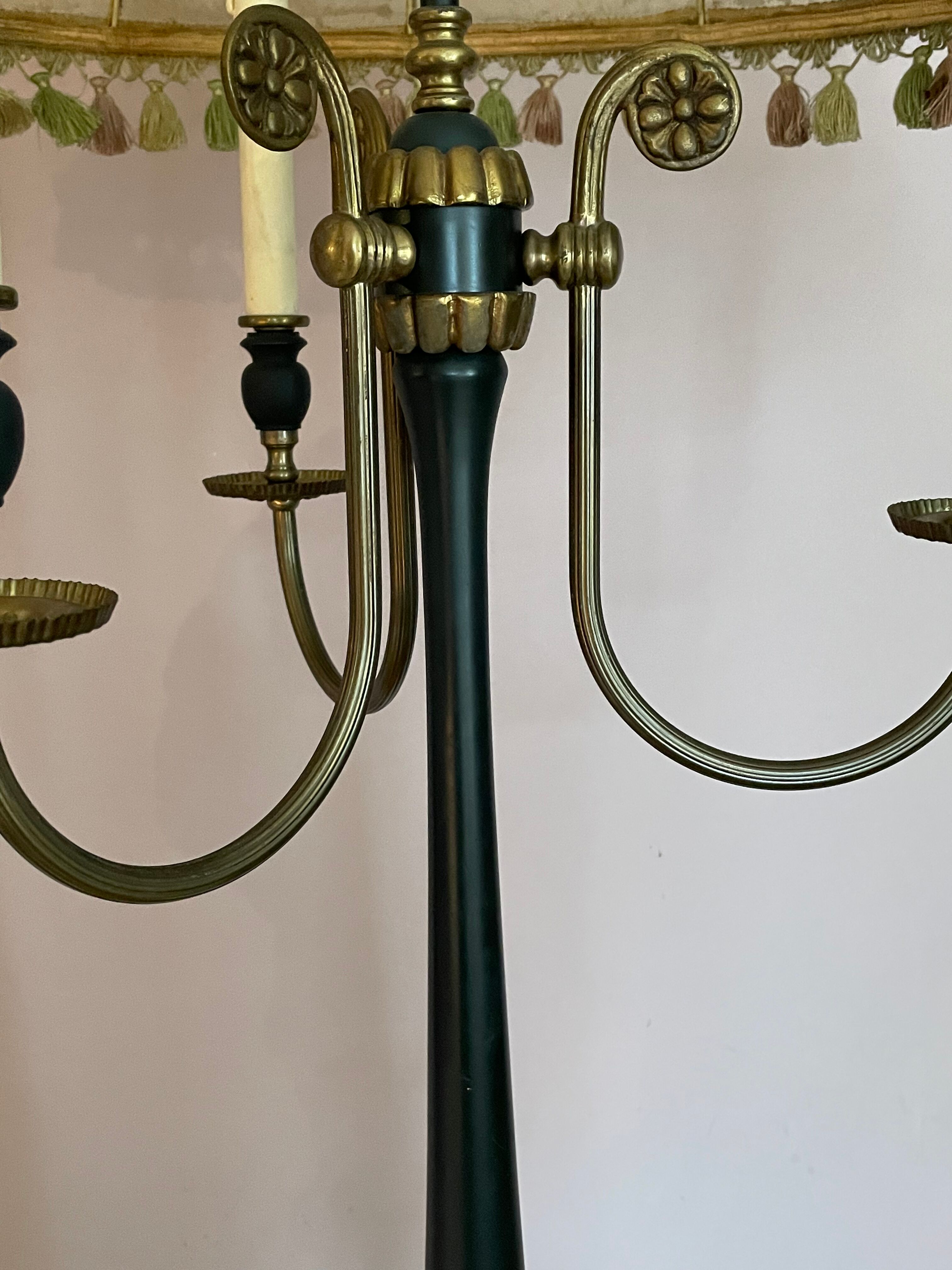 Vintage floor lamp in black and gold metal with lampshades