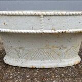 French cast iron oval jardinière planter white