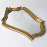 Antique Louis XV style mirror, vintage carved gilded wooden frame with pearls