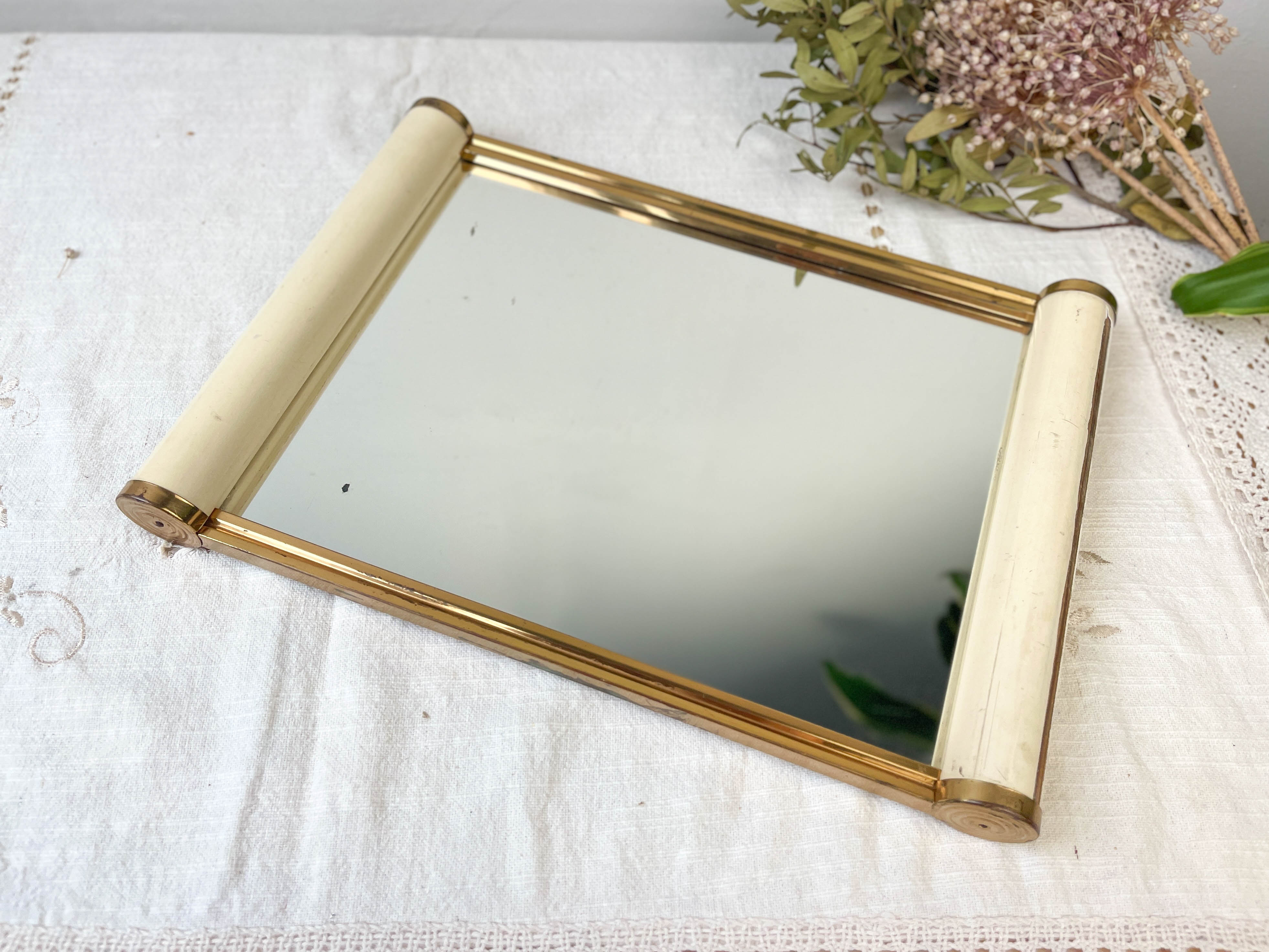 Durinox Oxydor roller mirror serving tray Art Deco style