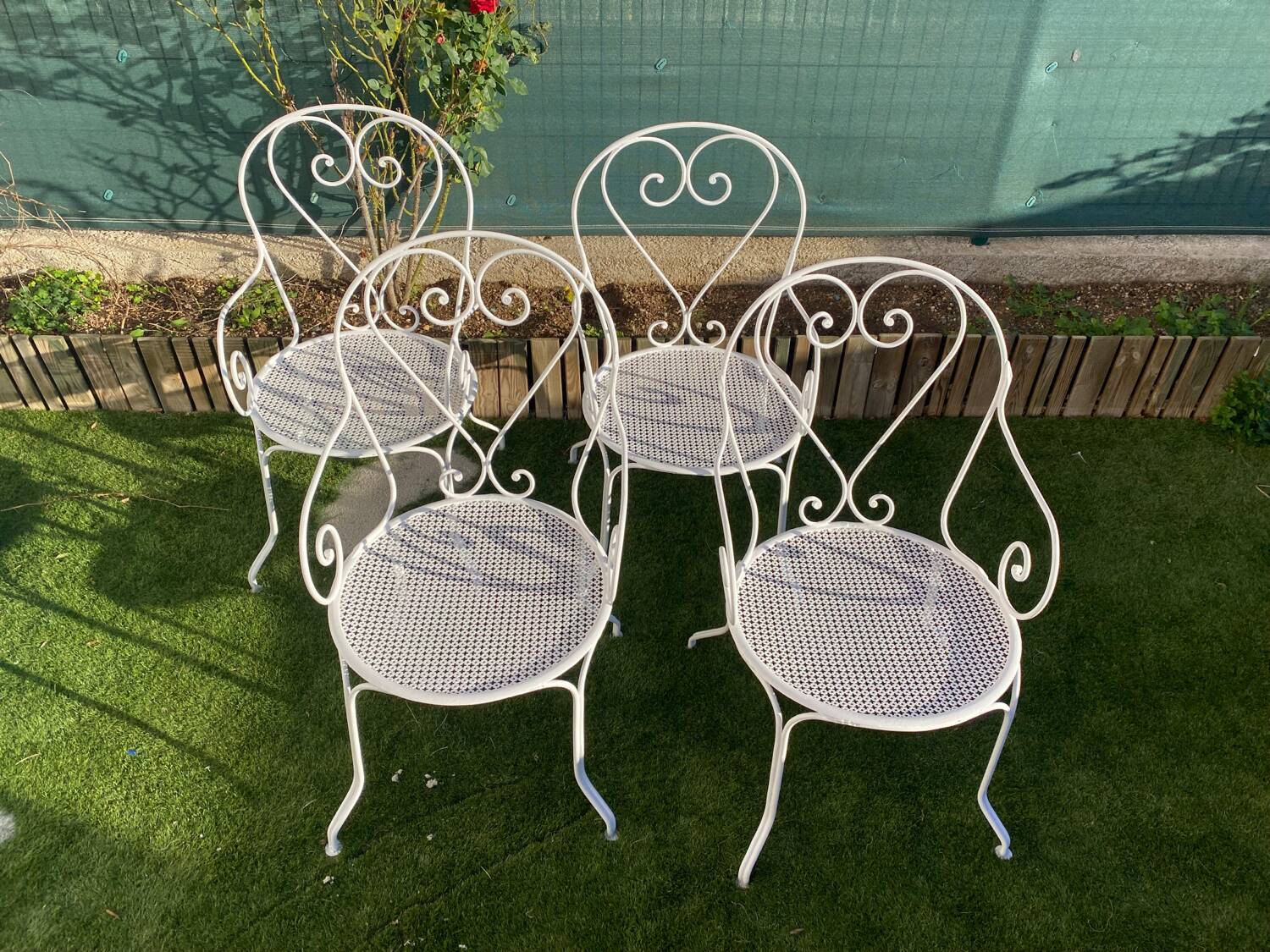 Lot de 4 fauteuil fer forgé