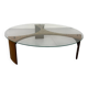 Mid-Century Modernist Wenge and Glass Round Coffee Table, 1970s