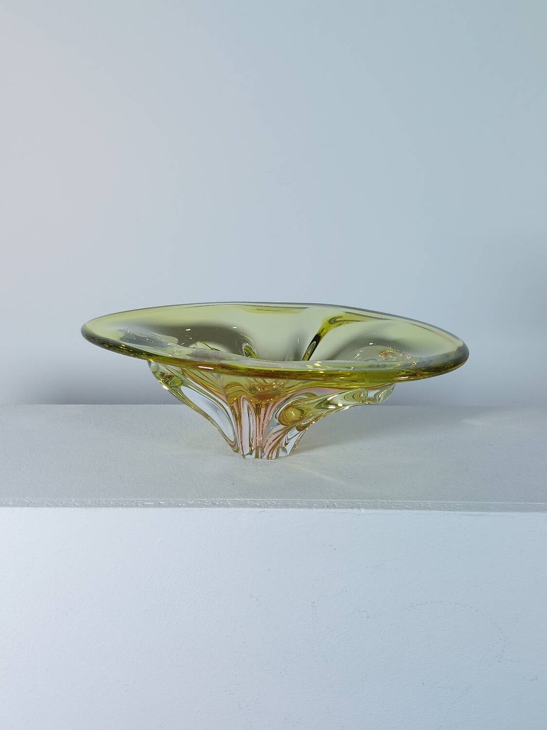 Bol à fruits en verre organique vintage du milieu du siècle Murano