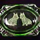 Art Deco style ashtray in uraline glass engraved with Scottish Terrier dogs