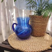 Vintage blue glass pitcher