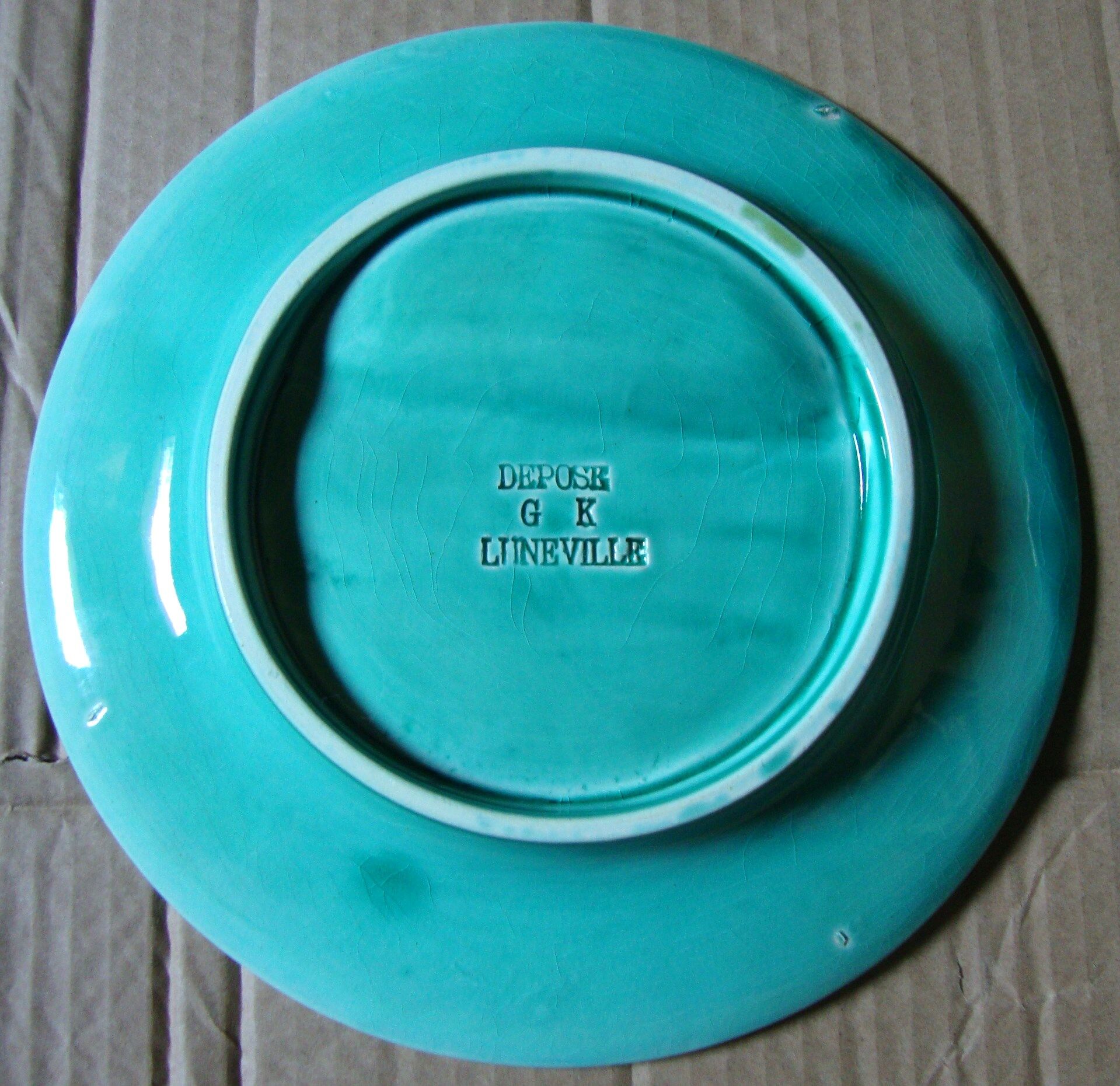 4 Asparagus plates in slip Keller & Guerin Lunéville