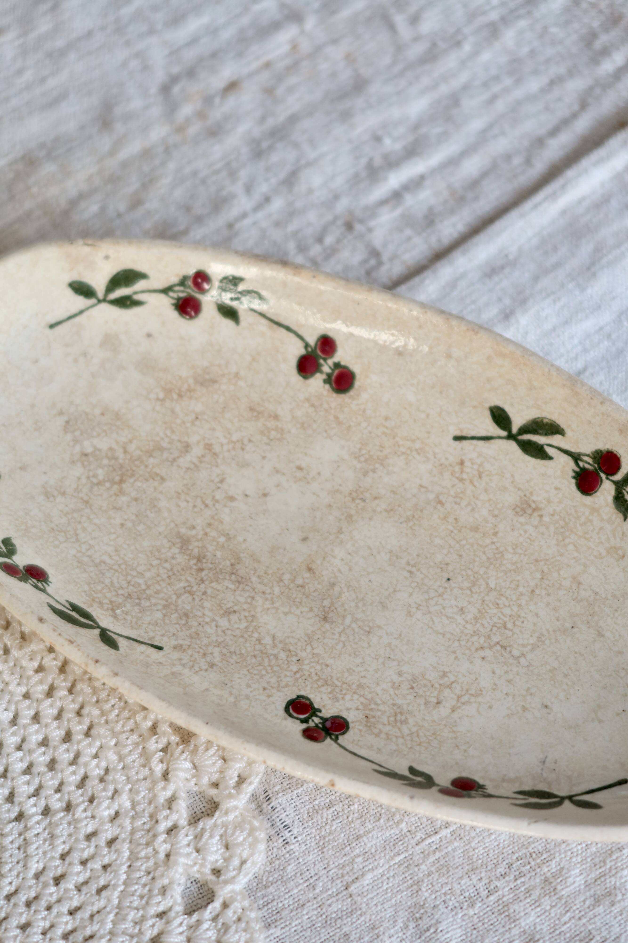 Antique oval ironstone dish – Somain – Sorbier model