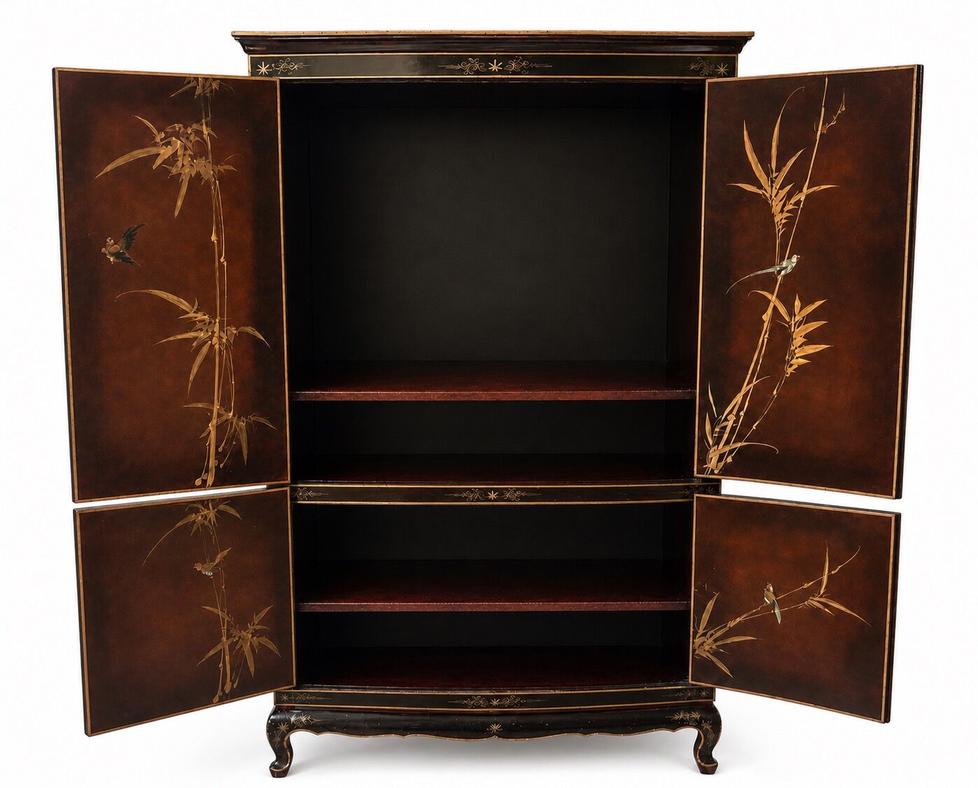 Meuble asiatique de rangement en bois peint, style chinois traditionne