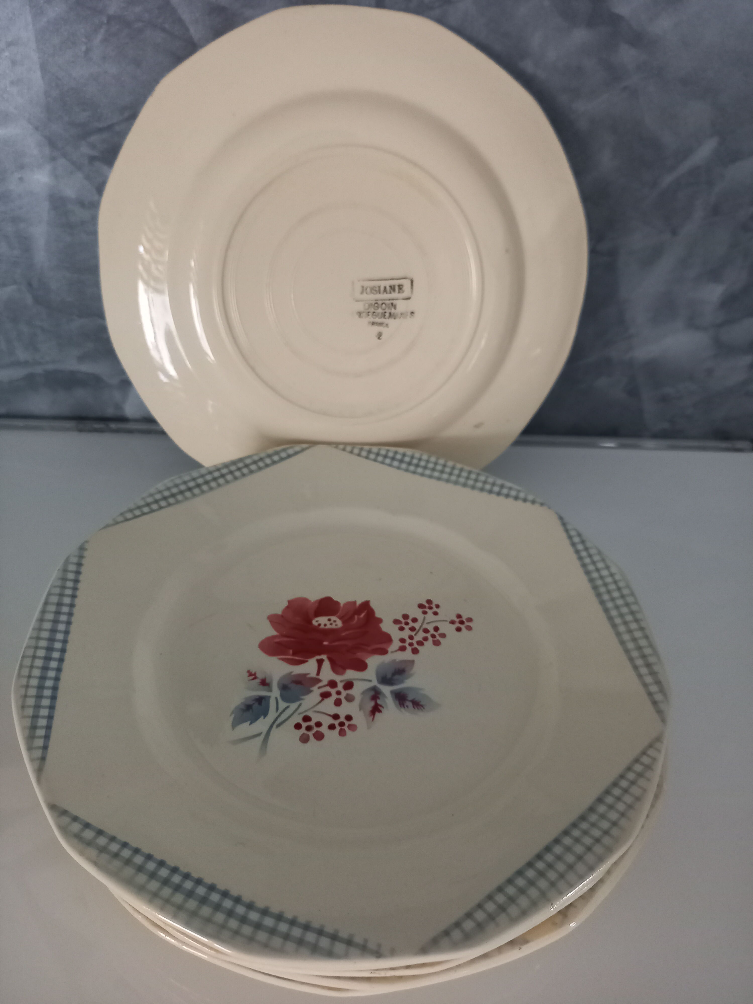 Lot of 6 flat plates Digoin Sarreguemines