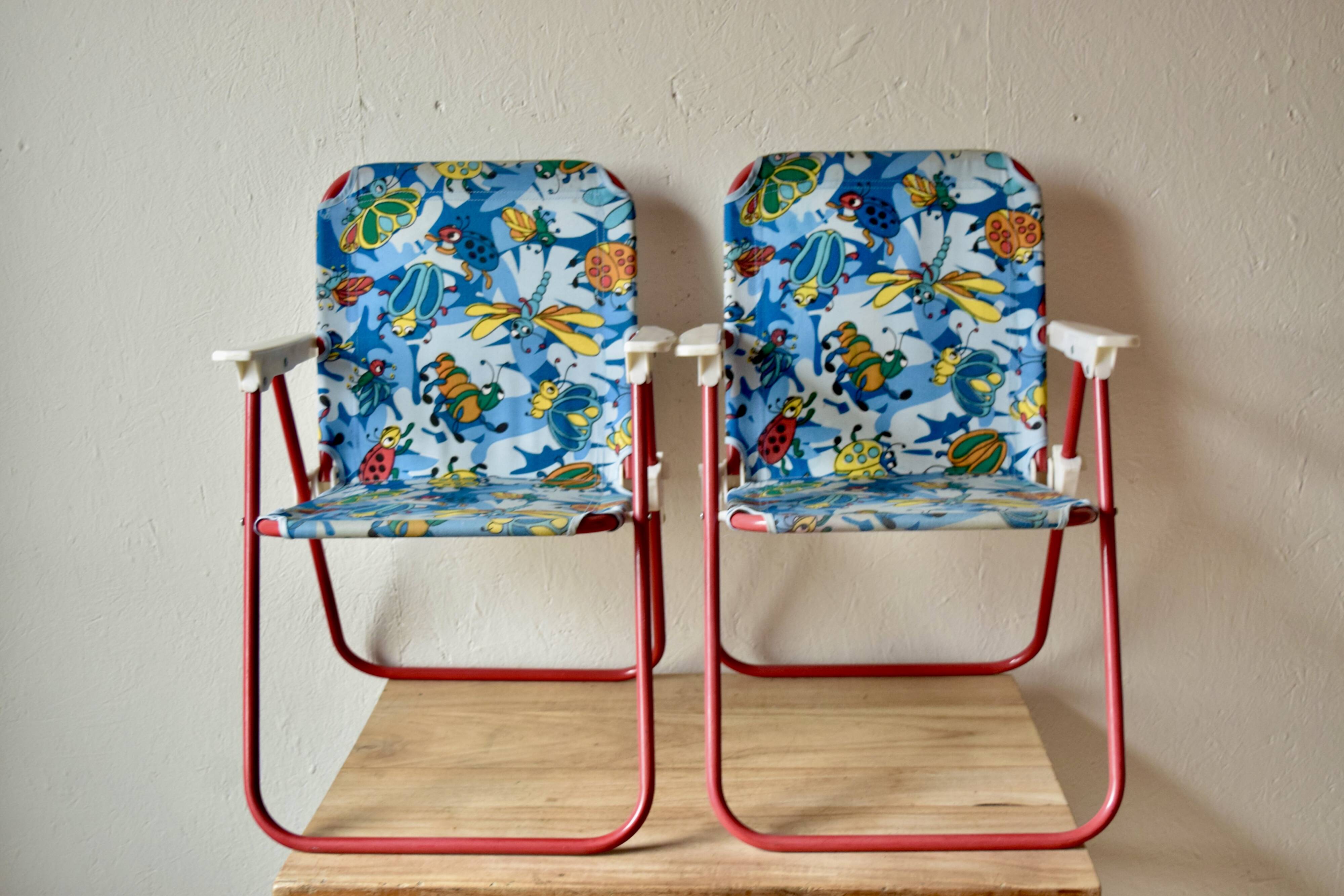2 vintage camping chairs for children
