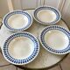 Set of 4 hollow plates Digoin Sarreguemines blue model "Tartan" 40s