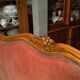 Bed in cherry wood blond carved velvet pink style Louis XV for sleeping 190x140