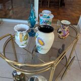 Hollywood Regency style bar cart in brass and glass, 1970s