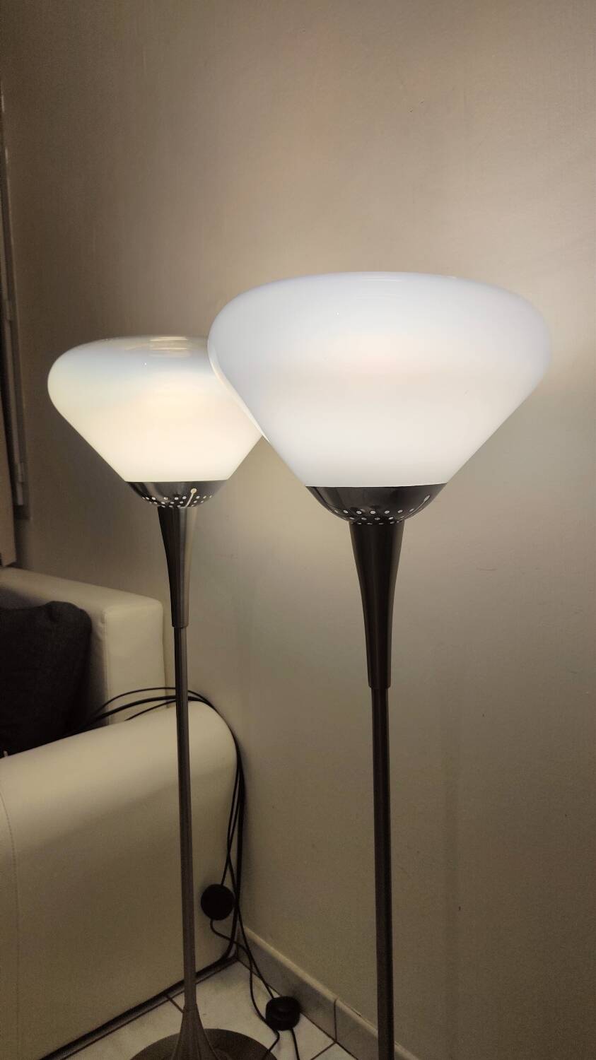 Pair of Italian floor lamps 1980 Murano glass