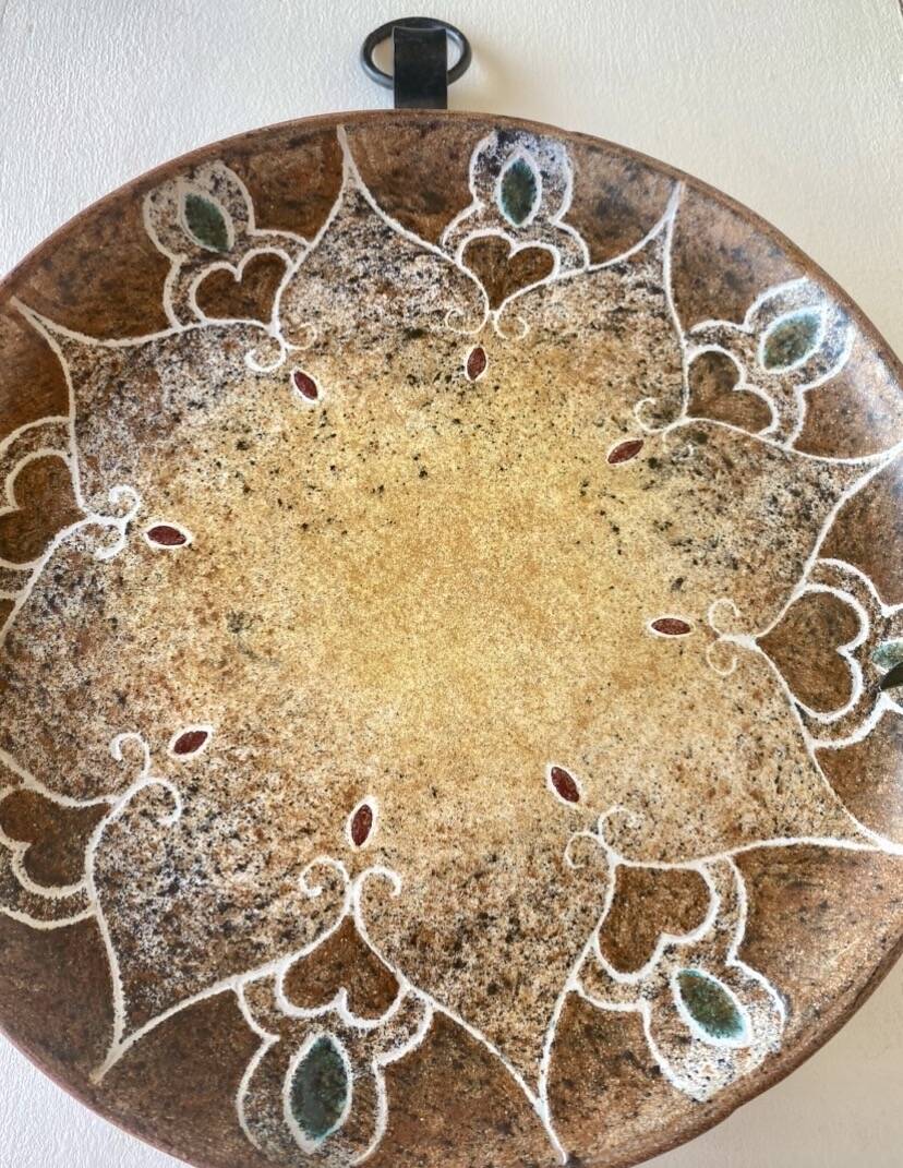 Ceramics by B. Buffat and its wrought iron support, 1970s