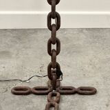 Brutalist cast iron & marine chain links floor lamp, France 1960s.
