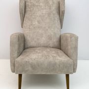 Pair of Gio Ponti Mid-Century Modern Italian Velvet "Alata" Lounge Chairs